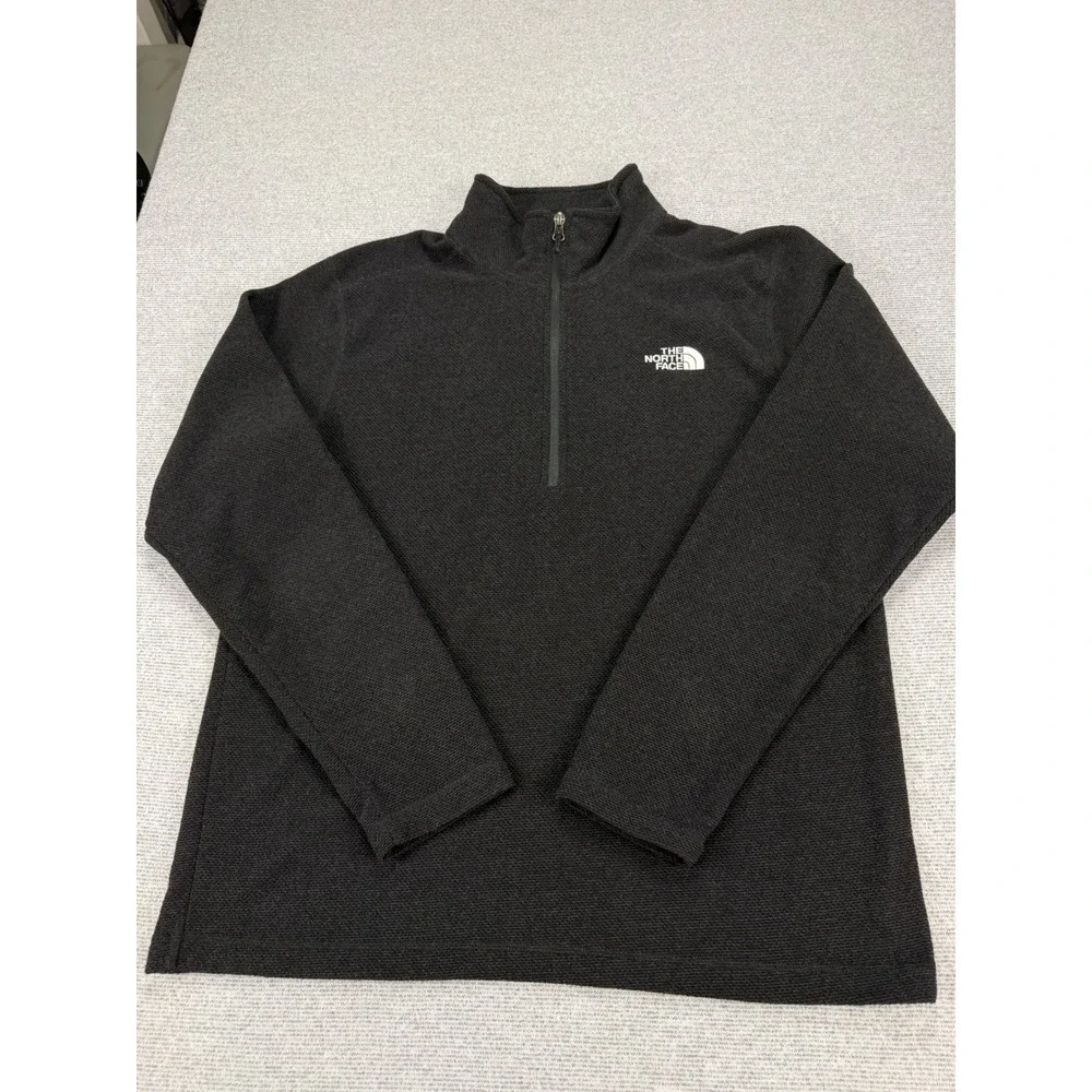 The North Face Mens Large Charcoal Grey Quarter Zip Fleece Pullover Sweater